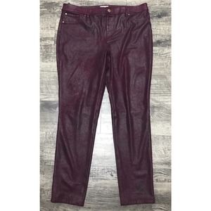 Chico's Ponte Knit Slim Leg Ankle Pants Sz 2 (US Size 12) Red Maroon Pull On B2